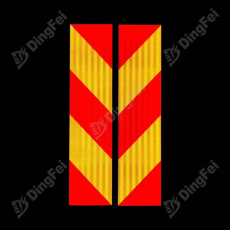 Red Yellow Reflective Rear Marking Plate Sticker For Heavy Vehicles - 